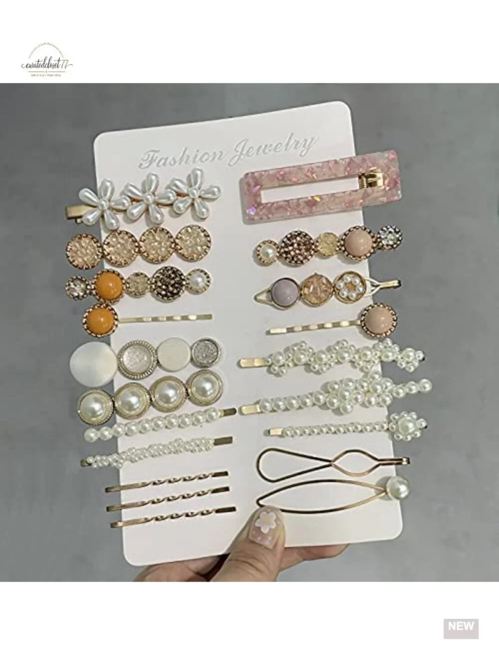 20 Pearl Hair Clips Acrylic Resin Barrettes Bobby Pins Metal Alloy Hair Styling